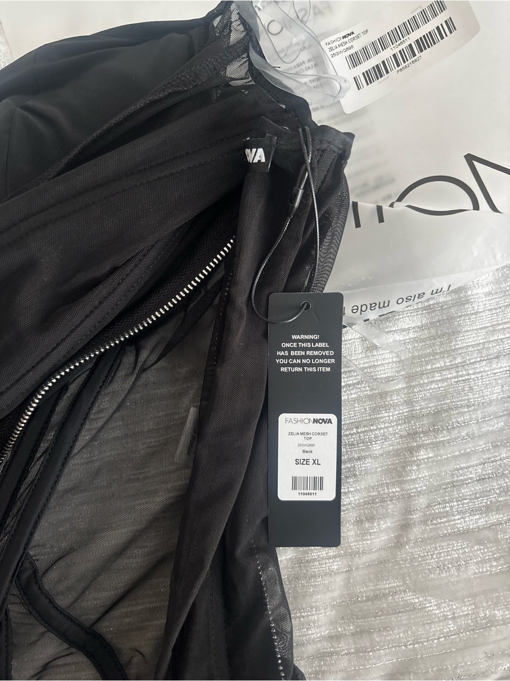 Fashion Nova Black Sheer Boned Corset Top - Picture 7 of 7